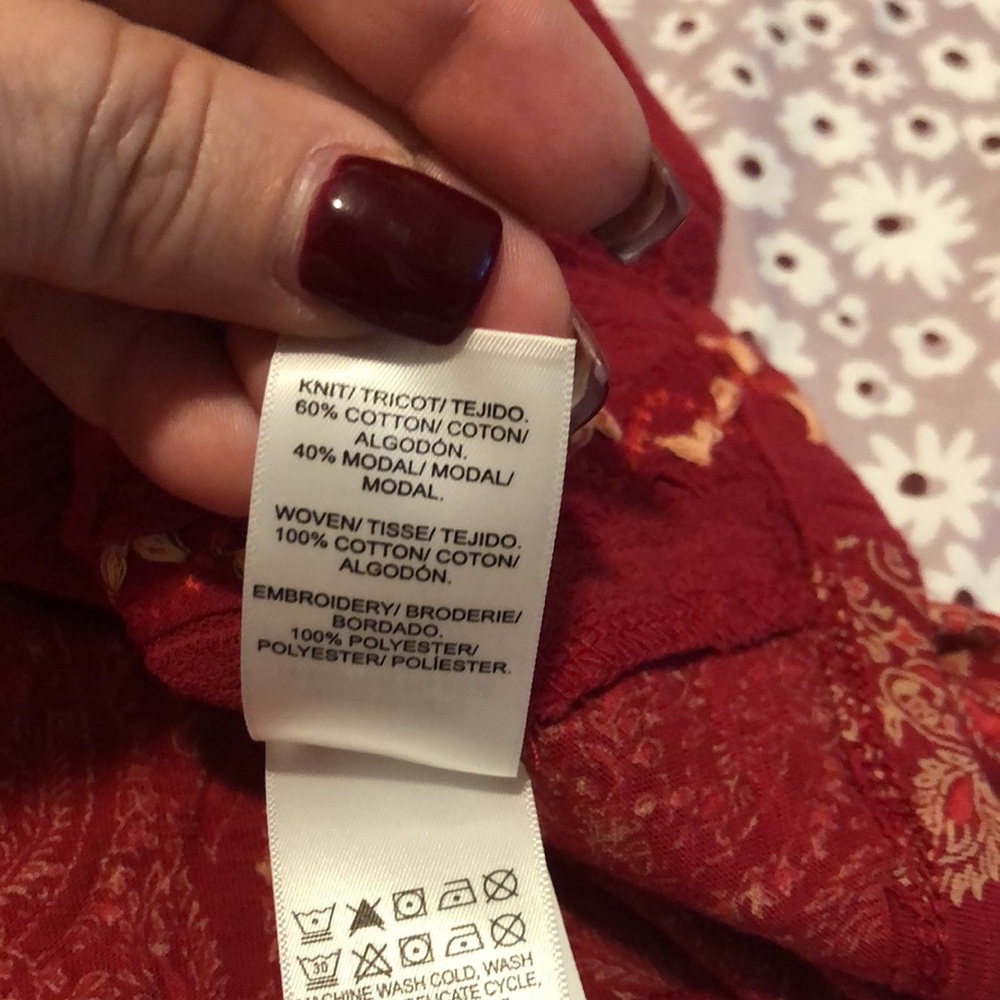 Lucky Brand Embroidered Woven Mix Tank Blouse Womens Size M - Picture 8 of 13